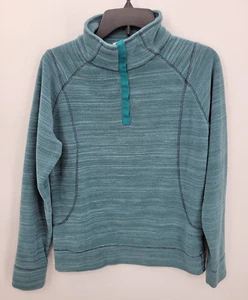 Title Nine Pullover Womens Large Medium Blue Stripe Fleece Quarter Zip Outerwear - Picture 1 of 9