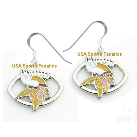 Minnesota Vikings Football Logo Pendant Earrings With 925 Earring Wires Cover
