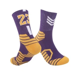 1 Pair NEW #23 LEBRON JAMES Socks LA Lakers Los Angeles Adult NBA Basketball - Picture 1 of 1