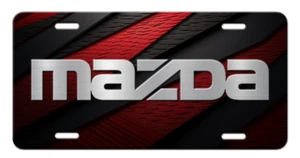Mazda Vanity Novelty Aluminum License Plate Tag New Silver Black Red - Picture 1 of 5