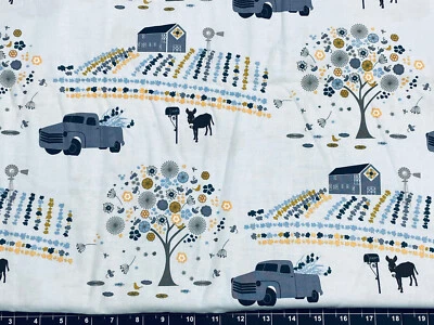 Michael Miller Truck Donkey Mule Tree Flowers FABRIC 18"x21 Fat Quarter COTTON - Image 1 of 2