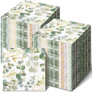 120 Pcs Disposable Eucalyptus Hand Towels for Bathroom Party Guest Napkins - Picture 1 of 3