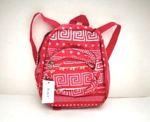 Mädchen Rucksack mit drei Reißverschlusstaschen 11,5"x10" rot-rosa-weiß, Neu mit Etikett - Bild 1 von 7