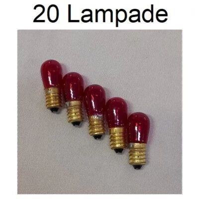 20 lampade di ricambio ROSSE incandescenza 14V per catenaria natalizia 20 luci - Immagine 1 di 4