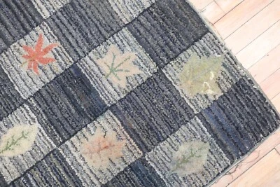 Антикварный американский осенний ковер на крючке размер 3 фута 6 дюймов x 3 фута 10 дюймов - Изображение 1 из 4