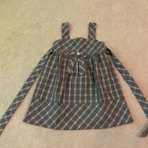 YOUNGLAND GIRLS 5 SPARKLY PLAID DRESS, FRONT BOW, SASH, SLEEVELESS JUMPER - Picture 1 of 4