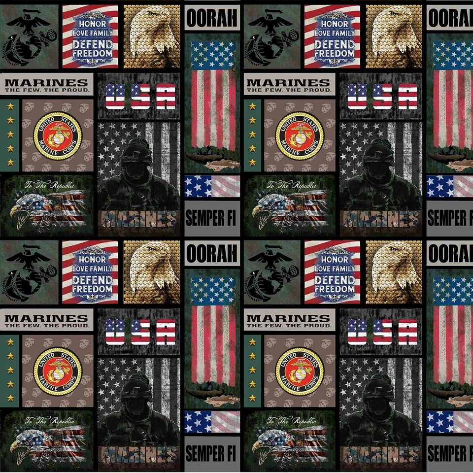 U.S Marines Block Pattern 1139-M 100% Cotton Fabric by the Yard - Image 1 of 1