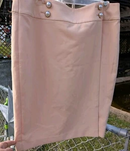 Calvin Klein Womens Peach Orange Faux Wrap Button Detail Pencil Skirt Size 12 - Picture 1 of 6