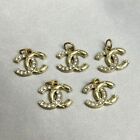 CHANEL Button set of 5 Charm Parts CC Logo Gold 18×13mm Used