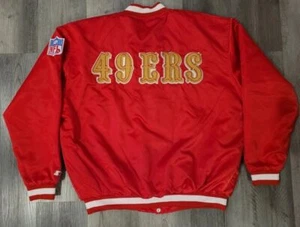 49ers Red Adult 49ERS satin button up jacket size 2XL (see measurements) - Picture 1 of 10