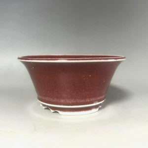 Japanese Bonsai Pot by Yuki Shoseki round pot , red , 12cm (4.7" inch )032405 - Picture 1 of 5