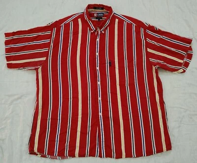 Vintage Y2K Chaps Ralph Lauren Shirt Red Stripes Mens 1XB Big Tall Short Sleeve - Image 1 of 4