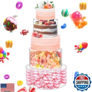 GBACHOOSE 3PCS Acrylic Cake Stand, 3 Tier Case Cylinder Box 6‘’, 8‘’, 10‘’ Cl - Picture 1 of 5