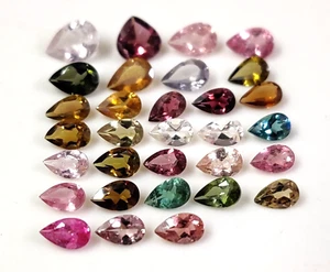 Natural AAA Multi Tourmaline Pear Cut Loose Gemstone Lot Jewelry Making 31 Pcs - Picture 1 of 10