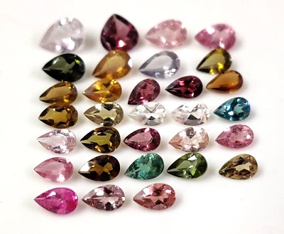 Natural AAA Multi Tourmaline Pear Cut Loose Gemstone Lot Jewelry Making 31 Pcs - Image 1 of 4