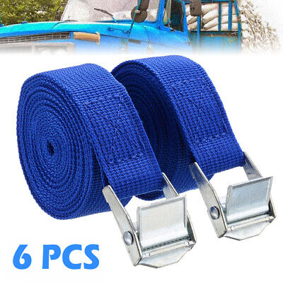 6PCS 2.5M Cam Buckle Tie Down Secure Straps For Motorcycle Luggage Cargo Moving • 11.27€