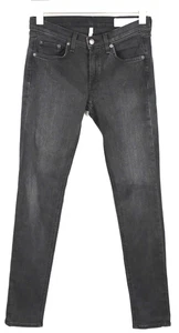 Rag & Bone Skinny Damen W27 Dehnbar Niedrige Taille Schwarz Verblichen Zip Jeans - Bild 1 von 6