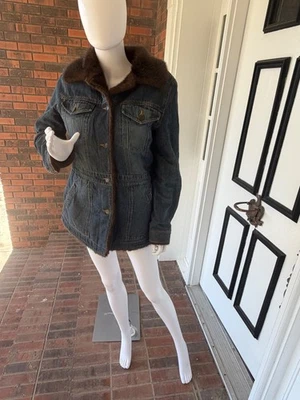 Chaqueta vaquera con botones forrada de piel oscura sintética talla 8 de Marvin Richards para mujer Foto 1 de 4