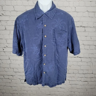 Camisa Jamaica Jaxx Azul 100% Seda Floral Hawaiana Abotonada Manga Corta Mediana Foto 1 de 4