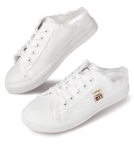 Damen-Slipper Canvas rückenfrei weiß Größe 11,5 brandneu - Bild 1 von 5