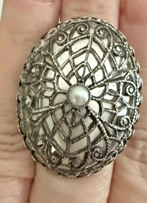 Artista Jan Michaels Retirado Vintage ArtDeco Intrincado Anillo Filigrana Ajustable Foto 1 de 4