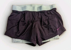 Pantalones Cortos Atléticos Nike Mujer Malla Púrpura Cintura Banda Grande Pequeños S Dri-Fit Deportes - Imagen 1 de 3