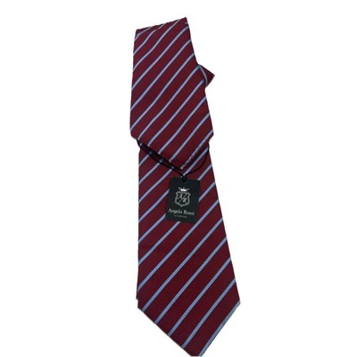 Corbata Angelo Rossi roja con patrón de rayas azules nueva Foto 1 de 4