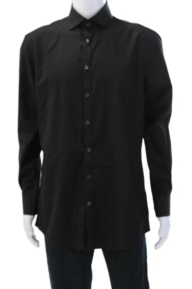 Camisa de vestir Charles Tyrwhitt para hombre de algodón extra ajustada negra lisa talla 16,5 Foto 1 de 4