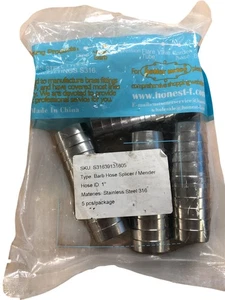 LTWFITTING Stainless Steel 1 Inch Barb Hose Splicer Mender 5 Pack - Picture 1 of 2