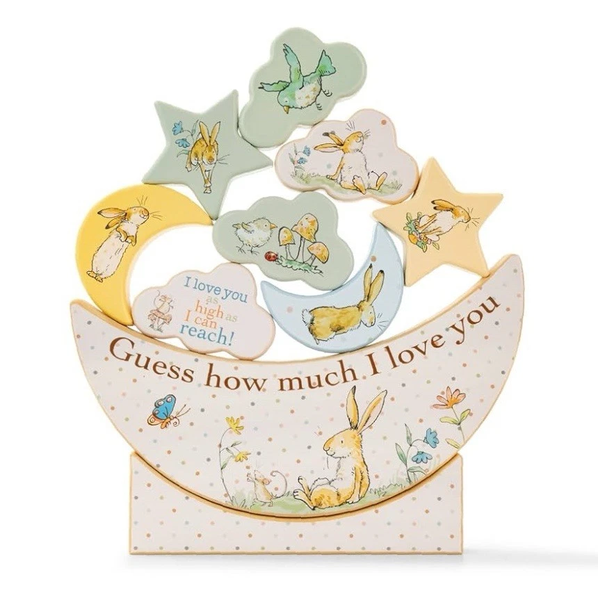 Wooden Balancing Game Blocks Stacker Toy Guess How Much I Love You Montessori - Image 1 of 4