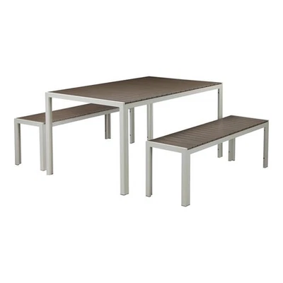 Pangea Home Breeze Juego de comedor de patio con marco de aluminio de 3 piezas en blanco/gris Foto 1 de 4