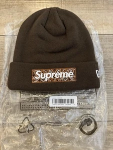 Supreme New Era Box Logo Beanie (One Size) “Brown Bandana” - 💯 Authentic - Picture 1 of 2