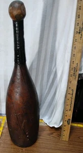 Énorme club indien en bois vintage années 1890 ! Broche d'exercice 22" de haut décor gym ancienne - Photo 1/4