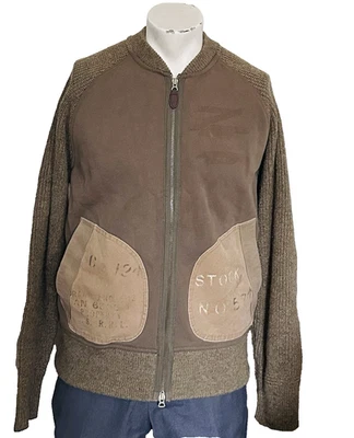 New RRL Ralph Lauren Army Brown 100% Cotton Knit Sweater Cardigan Size Large New - Image 1 of 4