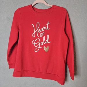 Cat & Jack Sweatshirt Girls 2XL Plus Heart of Gold Pullover Long Sleeve Glitter - Picture 1 of 7