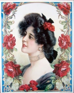 Impresión de arte ~ ROSA ~ Dama victoriana Mujer Flores de colección repro 11,5x14,5 - Imagen 1 de 1