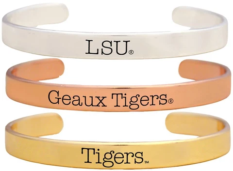 LSU Tigers Geaux Tigers Tri Tone Bangle Bracelet Set Choose 1 or all 3 Cover