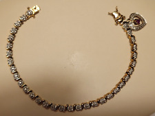 Sterling Silver Ross Simons Tennis bracelet Ruby Heart Charm 7 1/4"