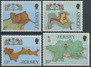 Jersey 1980 MNH Maps on Stamps Jersey Fortresses Cartography Architecture 4v Set - Picture 1 of 1