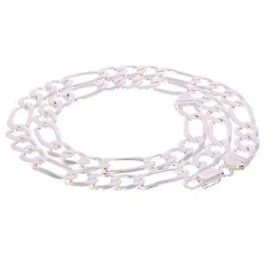 925 Sterling Silver Solid Figaro Link Chain Necklace 9.5mm 16" 48.8grams - Picture 1 of 3