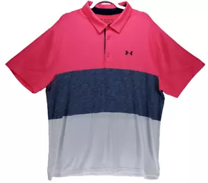 Under Armour Playoff Polo Short Sleeve Shirt Coral Blue White Men's Size XXL - Picture 1 of 6