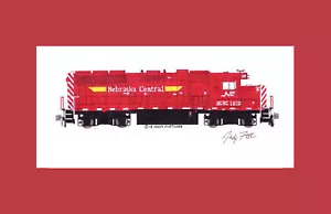 Estampado enmarañado Nebraska Central GP38-3 11""x17"" de Andy Fletcher firmado - Imagen 1 de 1