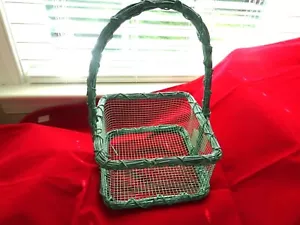 Cesta de malla de alambre Aqua con mango-almacenamiento/decoración/decoración del hogar-7 1/2" cuadrada-nueva con etiquetas - Imagen 1 de 5