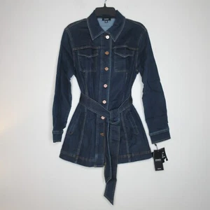 NWT Jones New York Women's West Point Blue Belted Denim Truckers Jacket M B65 - Picture 1 of 24