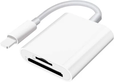 For iPhone iPad Camera Reader Memory Card Reader TF & SD Card White Adapter - Image 1 of 4