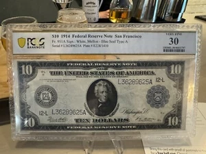 AC Fr 951a 1914 $10 San Francisco PCGS 30 VF White/Mellon Blue Seal - Picture 1 of 2