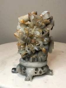 Vintage Chinese Carved Soapstone Scupture with Birds - 6-1/2" - Picture 1 of 11