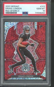 2022 Mosaic Drake London Red Sparkle Prizm Rookie PSA 10 Atlanta Falcons SSP - Bild 1 von 2