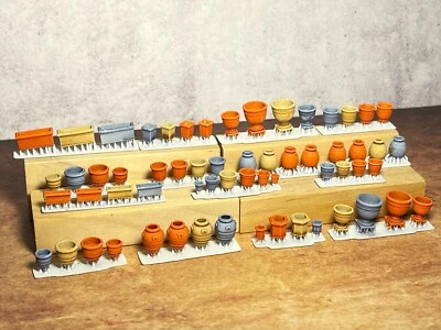 TINY TOWN HOBBIES Terracotta Plant Pot Planter Sets OO GAUGE 1:76 Model Railway Scenery