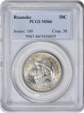 1937 Roanoke Commemorative Half MS66 PCGS Mint State 66 Cover